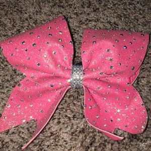 Pink cheer bow with sparkles and gems